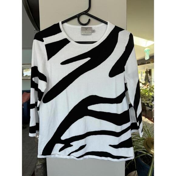 Edinburgh Sweaters - Edinburgh Knitwear Sweater Womens Medium Pullover bold black white